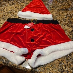 Mens velour holiday boxers with hat XL
